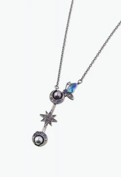 Vendome ACCESSORIES Butterfly Crescent Wand Necklace Aqua