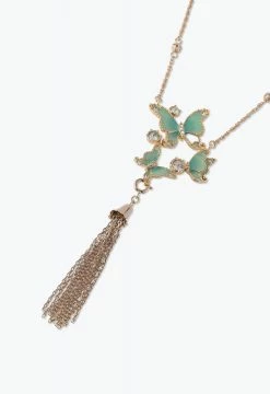 Vendome Butterfly Trio Statement Necklace Green ACCESSORIES