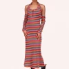 Anna Sui Summer '22 Rainbow Stripe Halter Dress Rainbow