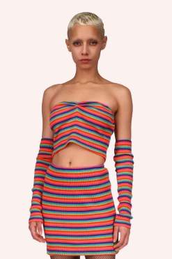 Anna Sui Summer '22 Rainbow Stripe Tube Top Rainbow