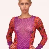 Anna Sui Posies Combo Mesh Top Orange Multi Summer '22