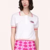 Anna Sui Spring '22 Deco Polo Top Neon Pink