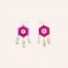 Anna Sui Spring '22 Daisy Chains Triple Stick Pearl Earrings Pink