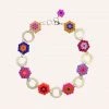 Anna Sui Daisy Chains Mother Of Pearl Link Necklace Multi