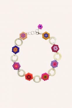 Anna Sui Daisy Chains Mother Of Pearl Link Necklace Multi