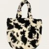 Anna Sui Fall / Winter '21 Faux Shearling Cowhide Tote Bag Black