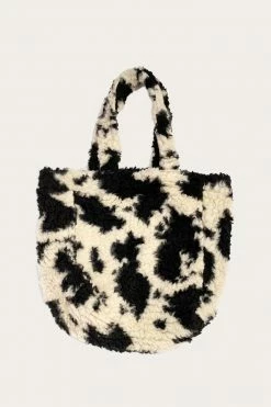 Anna Sui Fall / Winter '21 Faux Shearling Cowhide Tote Bag Black