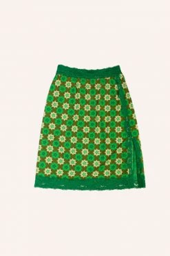 Anna Sui Spring '22 Utopian Gingham Mesh Skirt Glo Green