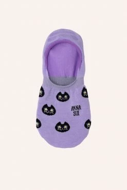 Anna Sui Spring '22 Cat Pattern Socks Lilac