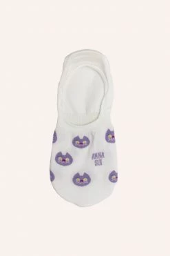 Anna Sui Spring '22 Cat Pattern Socks White