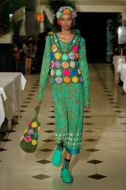Anna Sui Paradisiac Combo Mesh Dress <br> Glo Green Spring '22 10 Anna Sui Paradisiac Combo Mesh Dress Glo Green Spring '22