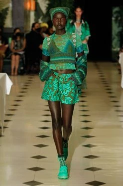 Anna Sui Paradisiac Combo Mesh Top Glo Green