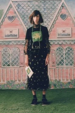 Anna Sui Scattered Blooms Lace Top