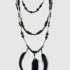 Erickson Beamon ACCESSORIES SS18 Culture Wars Beaded Feather 3 Strand Necklace - Brown