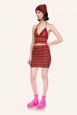 Anna Sui Ombre Hand Crochet Skirt By Konry KRaspberry