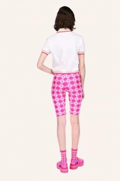 Anna Sui Spring '22 Deco Polo Top <br> Neon Pink 9 Anna Sui Spring '22 Deco Polo Top Neon Pink