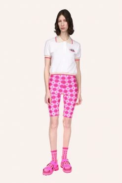 Anna Sui Spring '22 Deco Polo Top <br> Neon Pink 8 Anna Sui Spring '22 Deco Polo Top Neon Pink