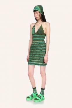 Anna Sui Spring '22 Ombre Hand Crochet Skirt By Konry K Jungle Green