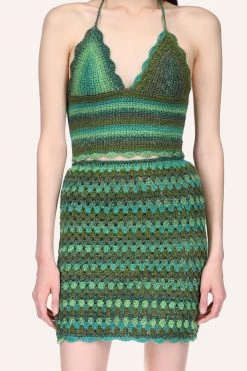 Anna Sui Spring '22 Ombre Hand Crochet Skirt By Konry K Jungle Green