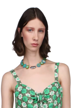 Anna Sui Daisy Chains Abalone Choker Green