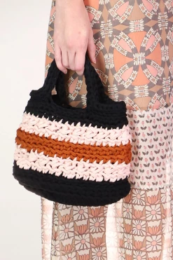 Anna Sui Recycled T-shirt Crochet Bag In Amber Upcycled Collection