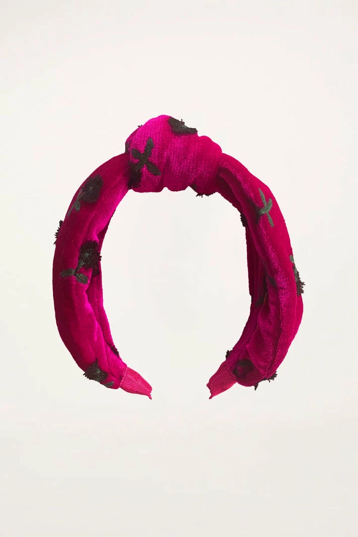 Anna Sui Fall / Winter '21 Wonderwall Velvet Headband <br> Fuchsia 3 Anna Sui Fall / Winter '21 Wonderwall Velvet Headband Fuchsia