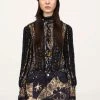 Anna Sui Fall / Winter '21 Ditsy Blooms Top Black