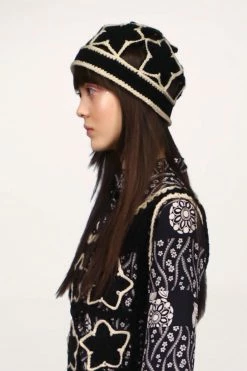 Anna Sui Hand Crochet Star Hat Green