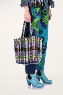 Anna Sui Technicolor Tartan Tote Bag Lilac