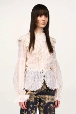Anna Sui Fall / Winter'21 Botanical Lace Ruffle Top