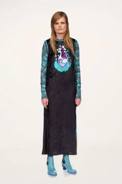 Anna Sui Peacock Sleeveless Velvet Dress