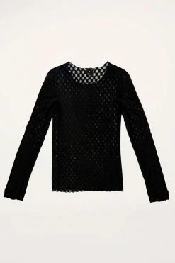 Anna Sui Resort '22 Checkered Knit Mesh Top Black