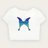 Anna Sui T-shirts Butterfly Baby Tee Turquoise