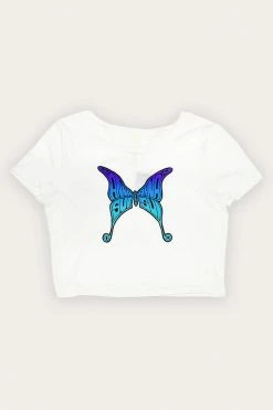 Anna Sui T-shirts Butterfly Baby Tee Turquoise