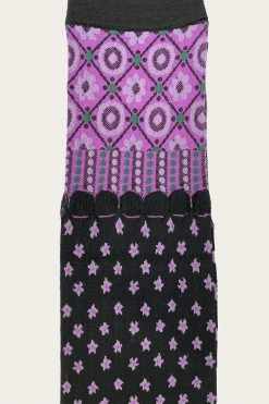 Anna Sui Floral Lattice Knee-high Sock Black