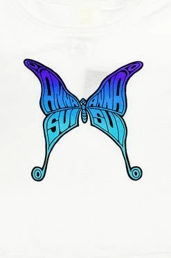 Anna Sui T-shirts Butterfly Baby Tee Turquoise