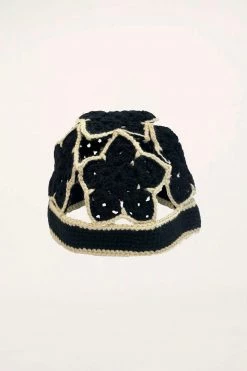 Anna Sui Hand Crochet Star Hat Black