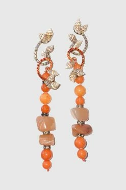 Erickson Beamon ACCESSORIES SS19 Enchanted World Earrings - Long Orange Shell & Beads