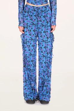 Anna Sui Field Flower Mesh Pants Cornflower Resort '22