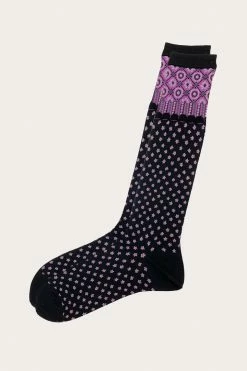 Anna Sui Floral Lattice Knee-high Sock Black