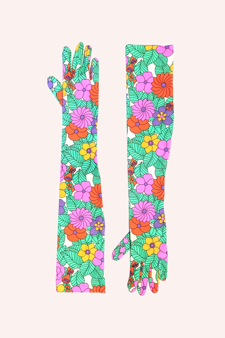 Anna Sui Beckoning Blossoms Gloves <br> Marigold 3 Anna Sui Beckoning Blossoms Gloves Marigold