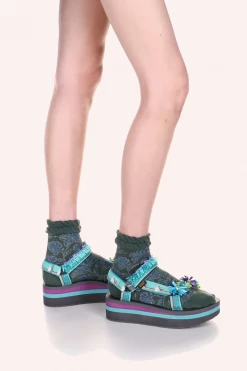 Anna Sui Tropical Havana Socks Olive Spring '22