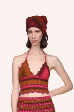 Anna Sui Spring '22 Ombre Hand Crotchet Headscarf By Konry K Raspberry