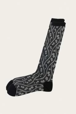 Anna Sui Fall / Winter '21 Posies Knee-high Sock Black