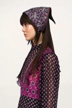 Anna Sui Tumbling Pines Butterfly Quilted Headscarf Lilac Fall / Winter '21