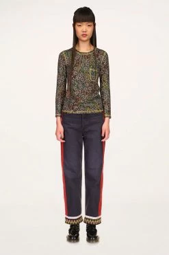 Anna Sui Resort '22 Trimmed Jeans Black
