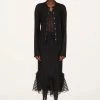 Anna Sui Resort '22 Ruffle Knit Lace Cami Black