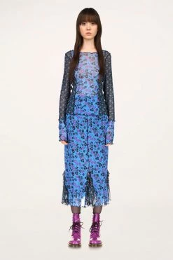 Anna Sui Field Flower And Rosy Dot Skirt Cornflower Resort '22