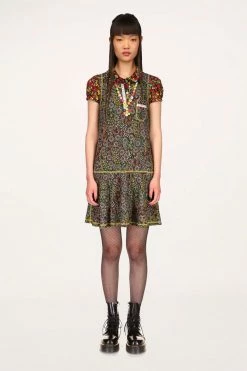 Anna Sui Resort '22 Wonder Flower Knit Dress Red