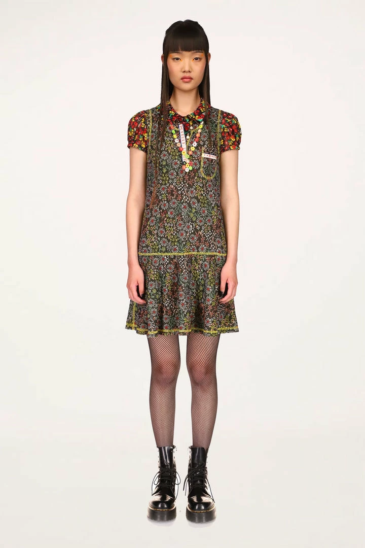 Anna Sui Resort '22 Wonder Flower Knit Dress <br> Red 3 Anna Sui Resort '22 Wonder Flower Knit Dress Red